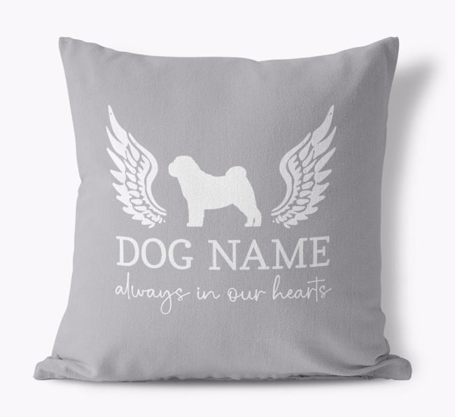 Silhouette Angel: Personalised {breedFullName} Canvas Cushion